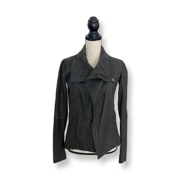 Veda for Scoop dark gray leather cotton casual jacket size S